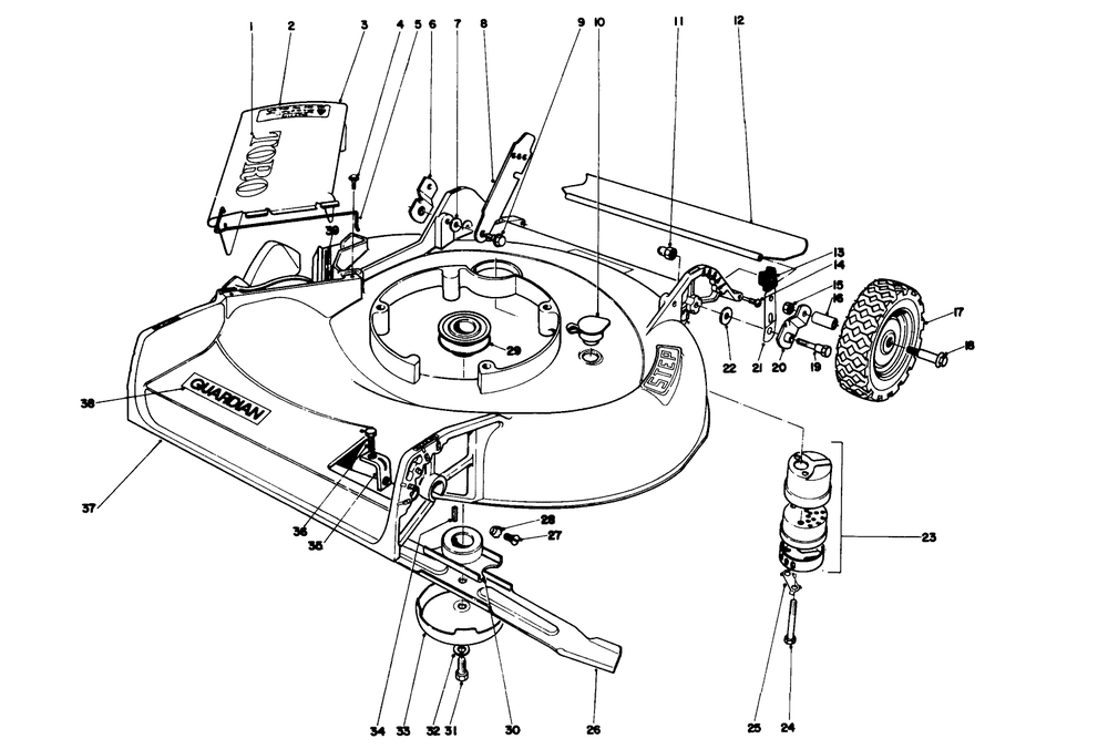 Housing Assembly Model No. 21610 And 21711 Diagram and Parts List for 21711 6000001 - 6999999 Toro Lawn Mower