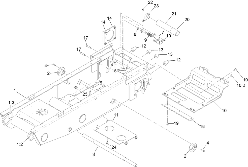 Frame Assembly Diagram and Parts List for 68141 414400369 - 999999999 Toro Lawn Tractor Accessories