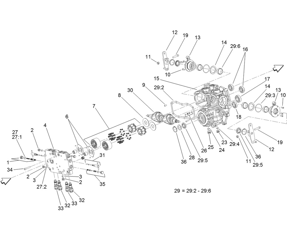 Center Section Assembly  Transmission Assembly Diagram and Parts List for 74072 403226744-404399999 Toro Lawn Mower