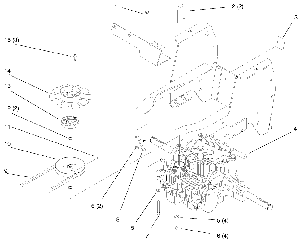 Hydro Transaxle Diagram and Parts List for 72110 7900001 - 7999999 Toro Lawn Tractor