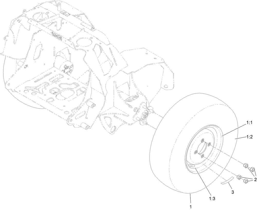 Drive Wheel Assembly Diagram and Parts List for 74532 400000000 - 417099999 Toro Lawn Tractor