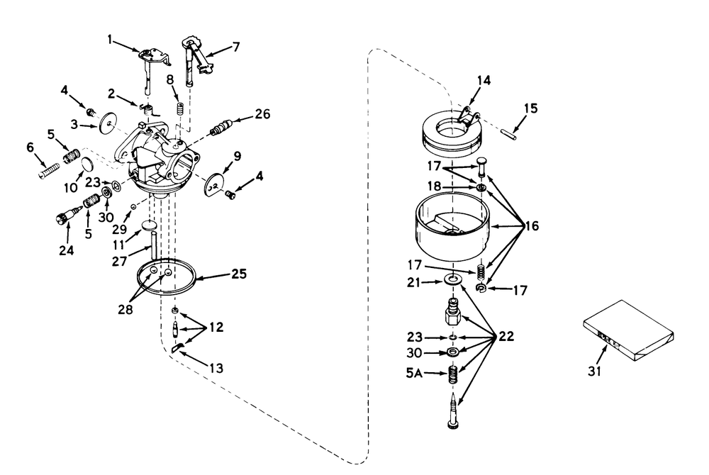 Carburetor Assembly Model No. 630992b Diagram and Parts List for 31660 2000001 - 2999999 Toro Snow Blower