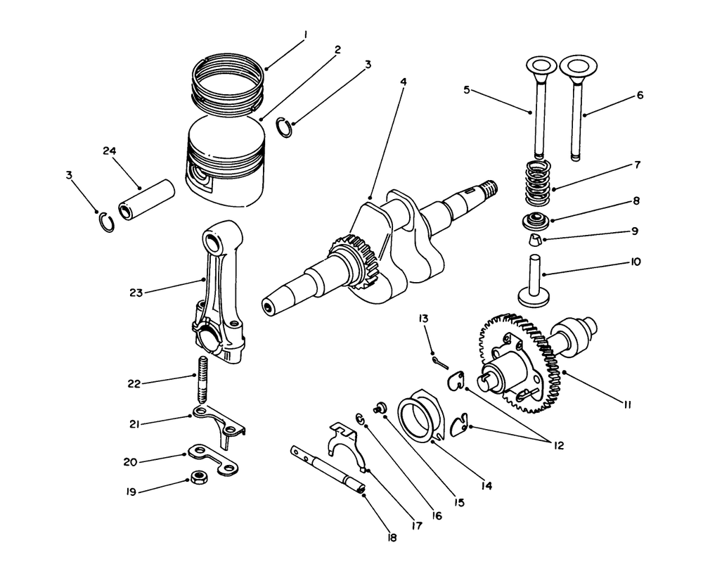 Crankshaft & Camshaft Assembly Diagram and Parts List for 62012 4000001 - 4999999 Toro Generator