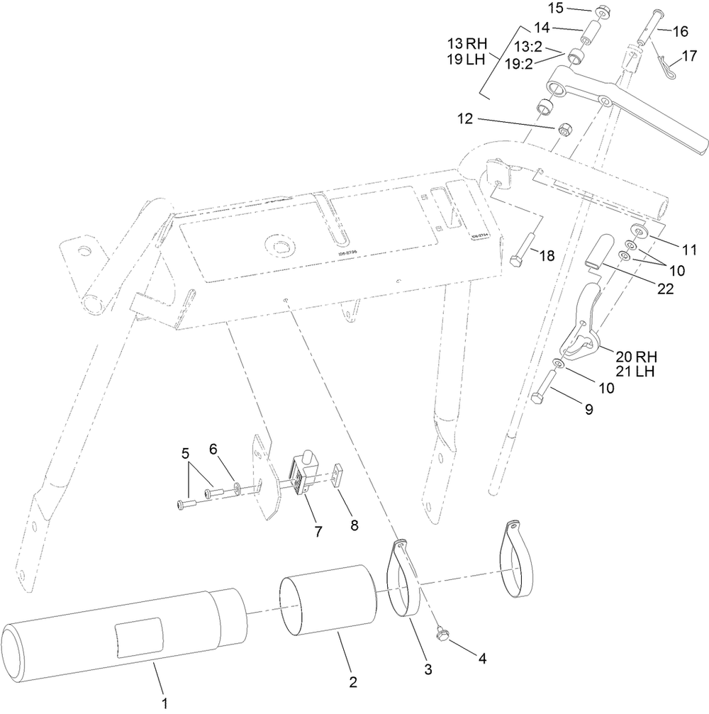 Drive Lever Assembly Diagram and Parts List for 39934 (311000001-311999999)(2011) Toro Lawn Mower