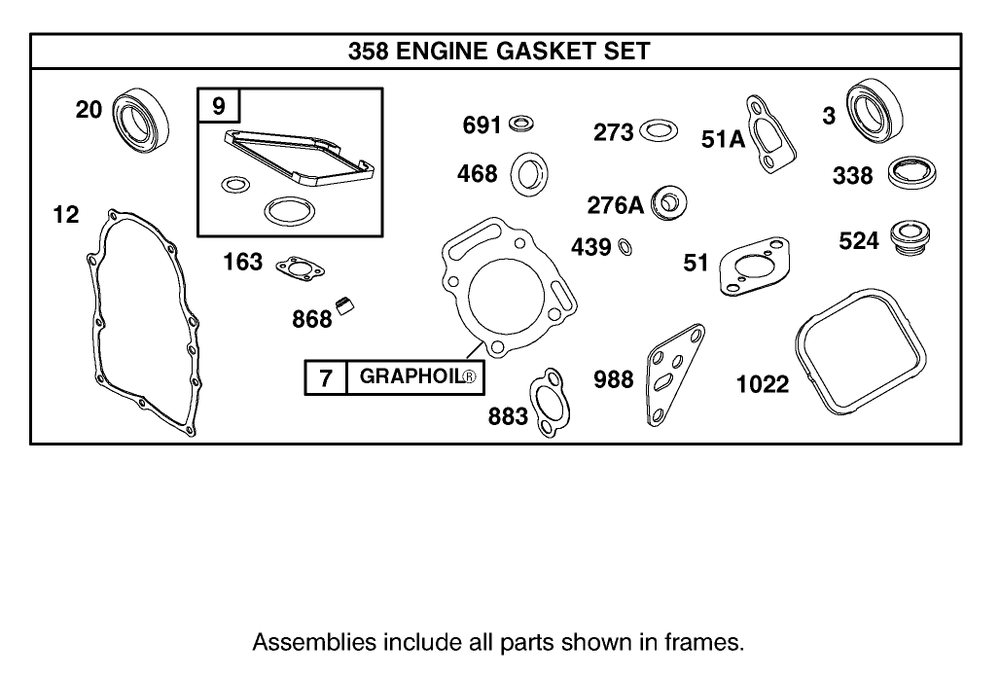 Engine Gasket Set Diagram and Parts List for 12003 220000001 - 220999999 Toro Lawn Tractor