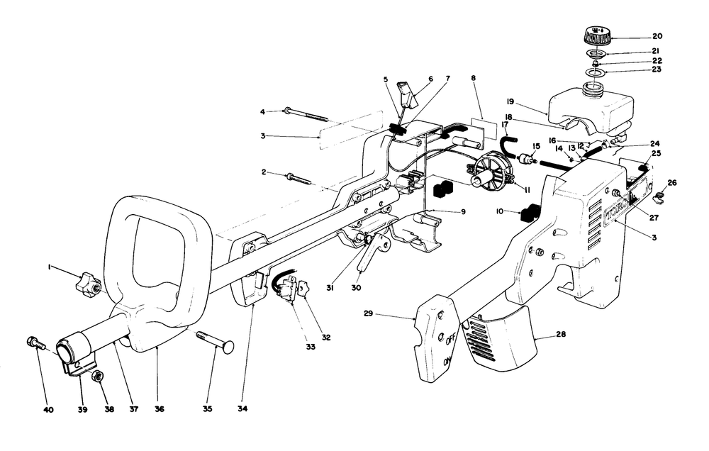 Engine Housing Assembly Diagram and Parts List for 51613 4000001 - 4999999 Toro Trimmer