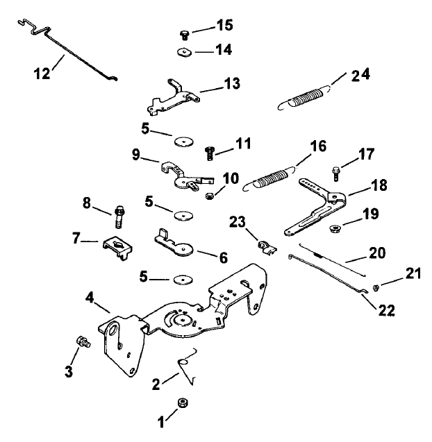 Engine Controls Diagram and Parts List for 74187 (200000001-200000500)(2000) Toro Lawn Mower