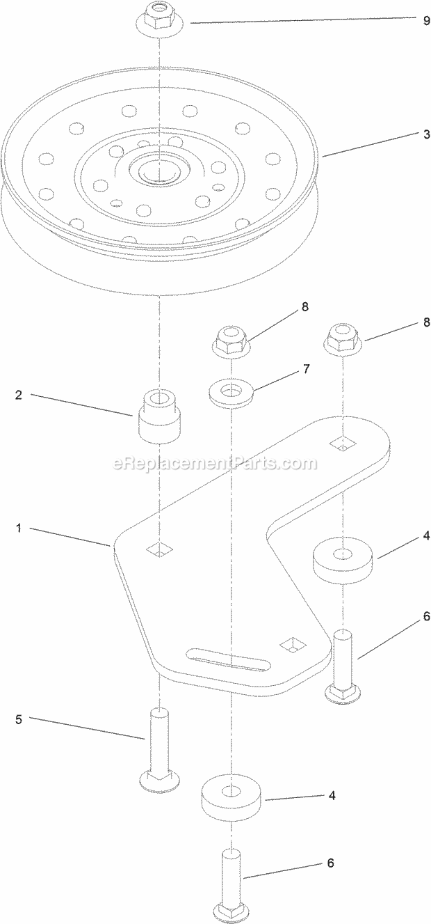 Left Hand Idler Assembly No. 121-5965 Diagram and Parts List for 74576 315000001-315999999 Toro Lawn Mower