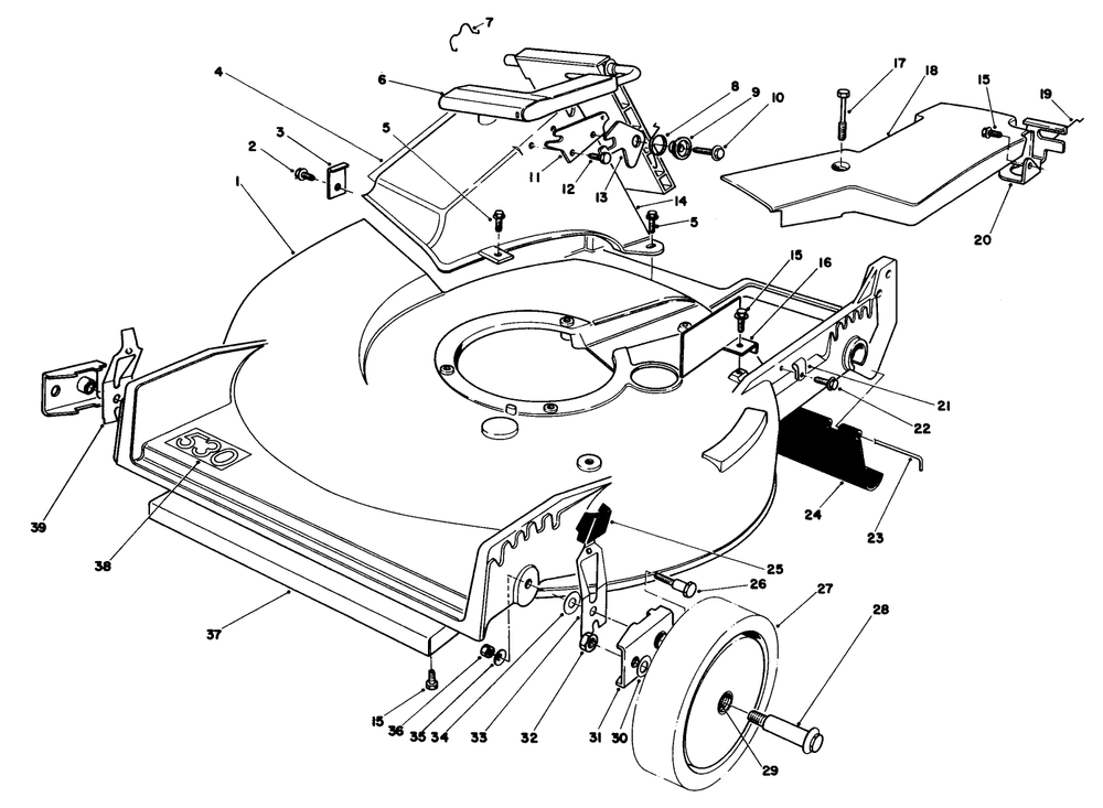 Housing Assembly Diagram and Parts List for 20715 5000001 - 5999999 Toro Lawn Mower