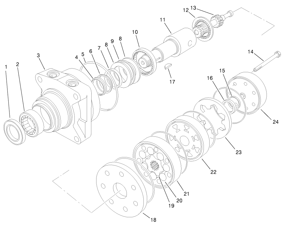 Hydraulic Motor Assembly No. 99-3052 Diagram and Parts List for 22304 900001 - 990001 Toro Lawn Tractor Accessories
