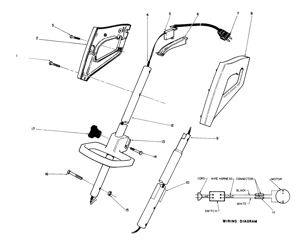 Handle Assembly Diagram and Parts List for 51440C 8000001 - 8999999 Toro Trimmer