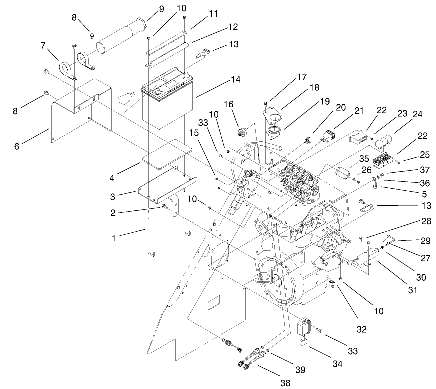 Electrical Components Assembly Diagram and Parts List for 22303TE 990001 - 999999 Toro Lawn Tractor Accessories
