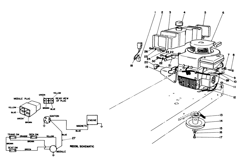 Engine Assembly (Model No. 56138) Diagram and Parts List for 56145 8000001 - 8999999 Toro Lawn Tractor