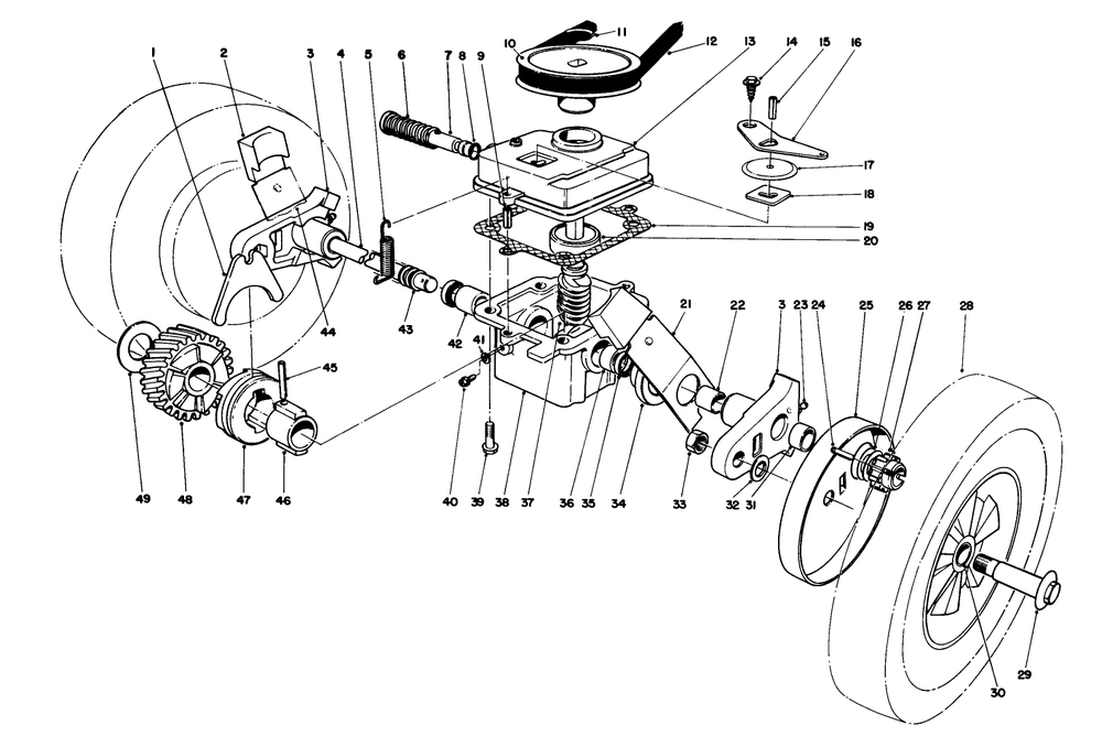 Gear Case Assembly Diagram and Parts List for 16775 4000001 - 4999999 Toro Lawn Mower