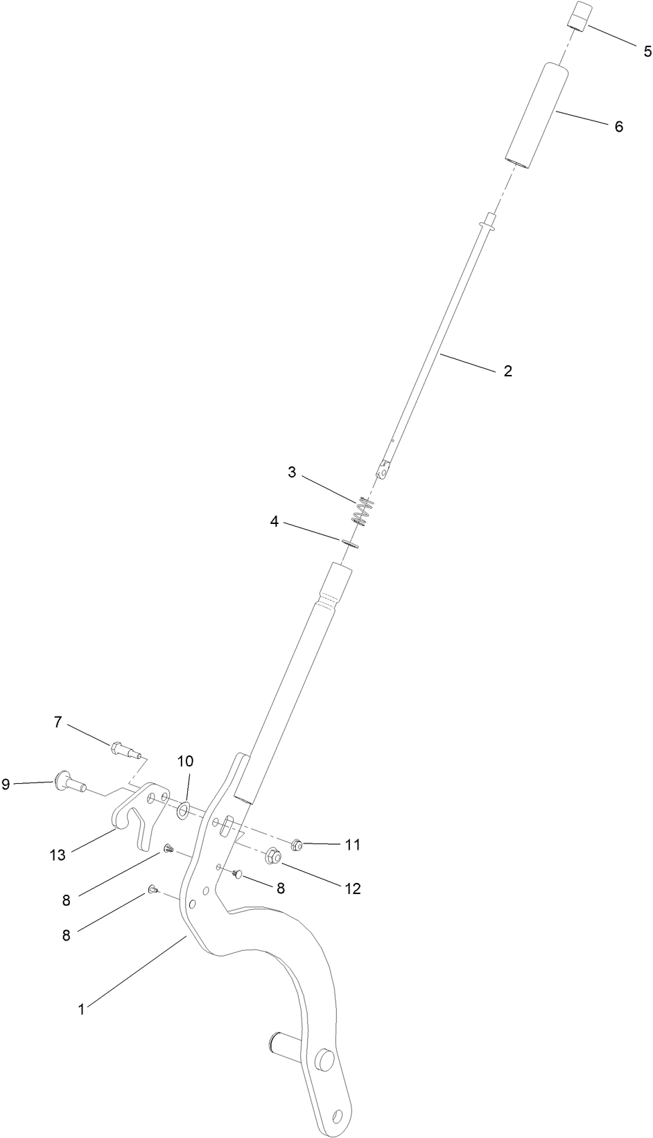 Hoc Lever Assembly No. 130-1755 Diagram and Parts List for 72504TE 412200000 - 414299999 Toro Lawn Mower