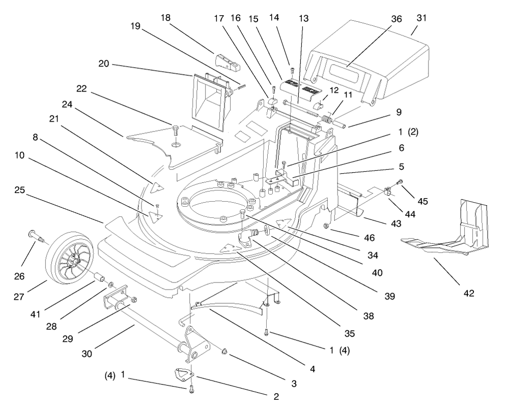 Housing Assembly Diagram and Parts List for 20809 8900001 - 8999999 Toro Lawn Mower