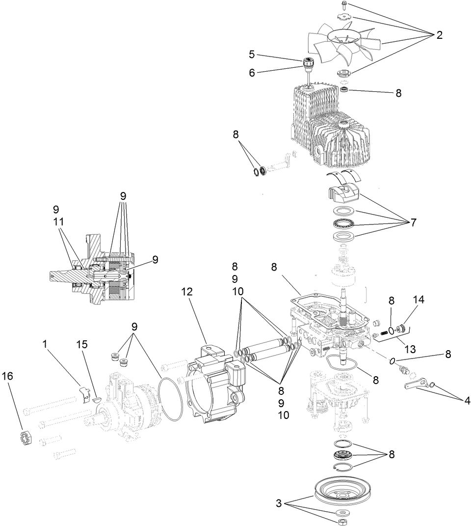 Rh Hydro Assembly Diagram and Parts List for 74923TE (311000001-311999999)(2011) Toro Lawn Mower