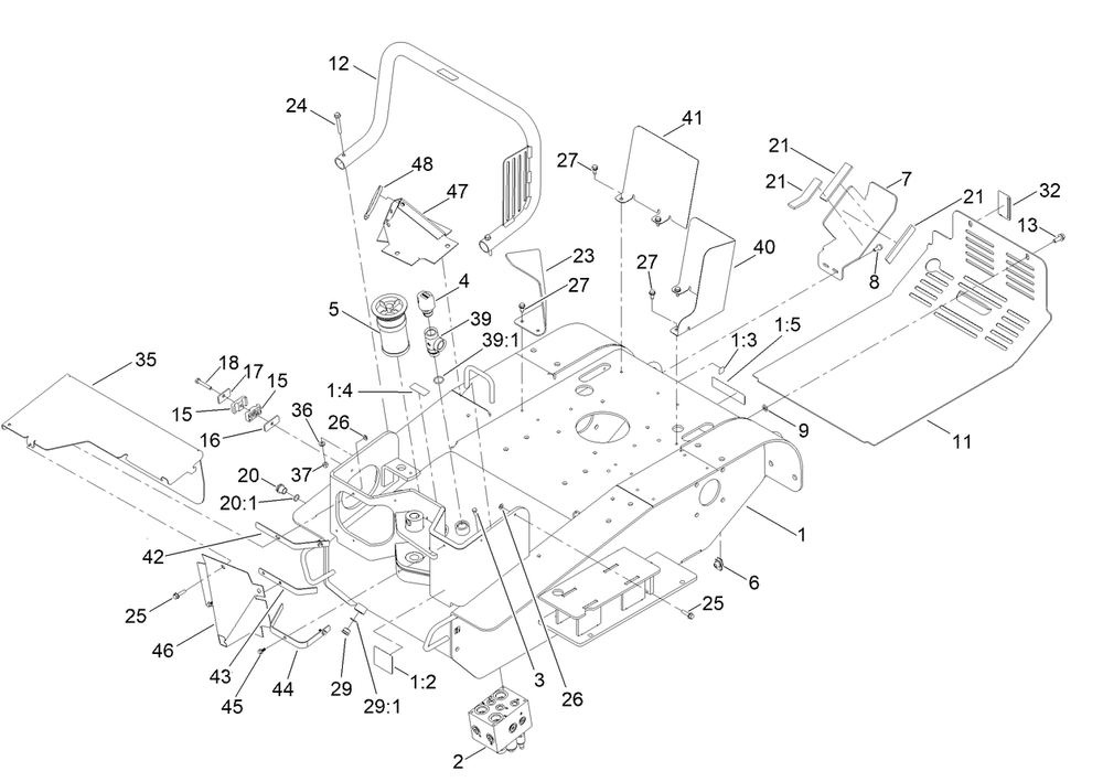 Main Frame Assembly Diagram and Parts List for 23214 414000000 - 999999999 Toro Stump Grinder