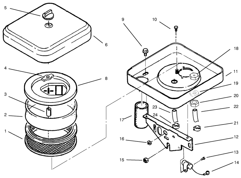 Air Cleaner Diagram and Parts List for 73423 7900001 - 7999999 Toro Lawn Tractor