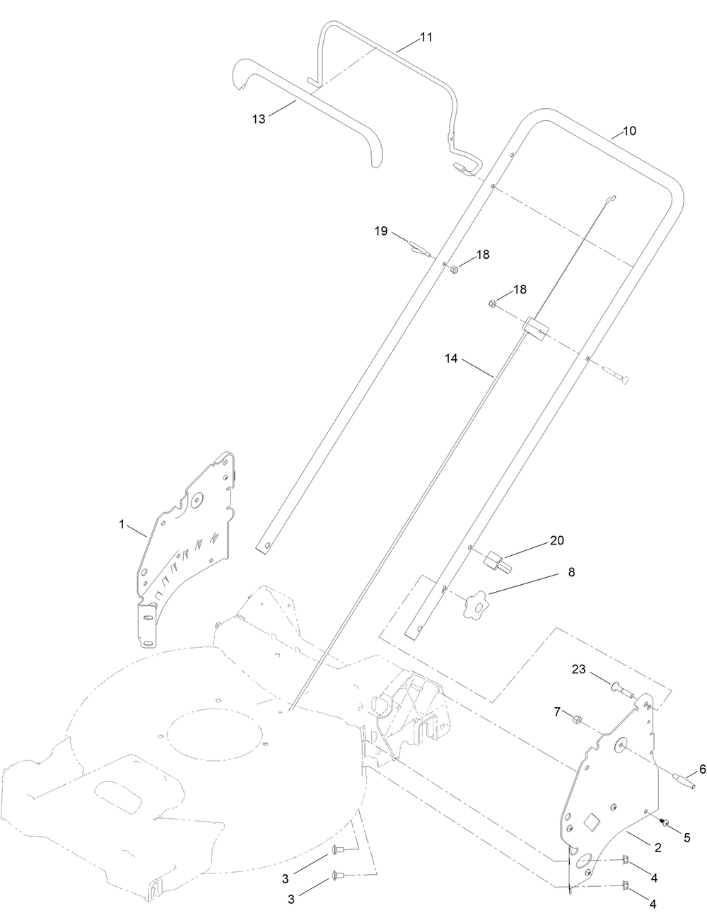 Handle Assembly Diagram and Parts List for 21311 400000000 - 999999999 Toro Lawn Mower