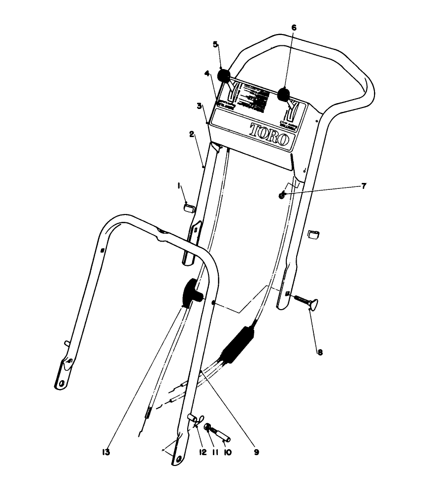Handle Assembly Model 16320 Diagram and Parts List for 16300 9000001 - 9999999 Toro Lawn Mower