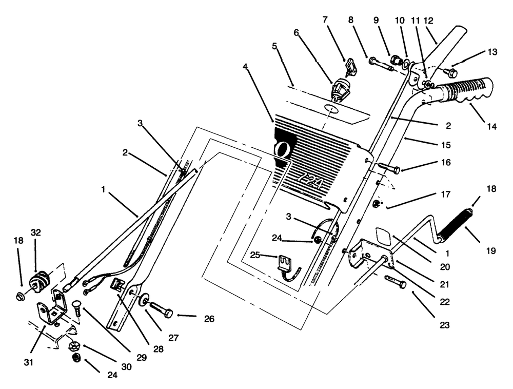 Handle Assembly Left Side Diagram and Parts List for 38072 6900001 - 6999999 Toro Snow Blower