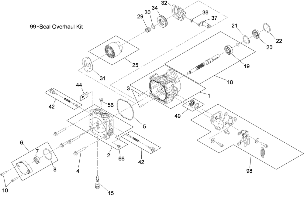 Hydraulic Pump Assembly 2 Diagram and Parts List for 39488 (312000001-312999999)(2012) Toro Lawn Mower