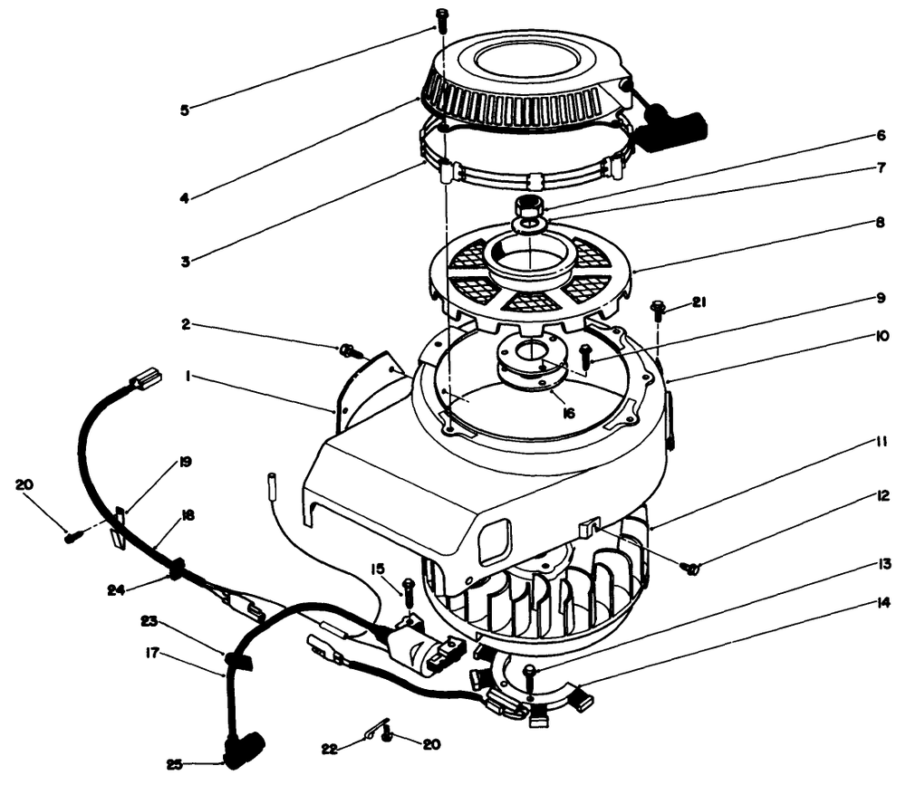 Recoil & Flywheel Assembly Diagram and Parts List for 30165 3900001 - 3999999 Toro Lawn Tractor Accessories