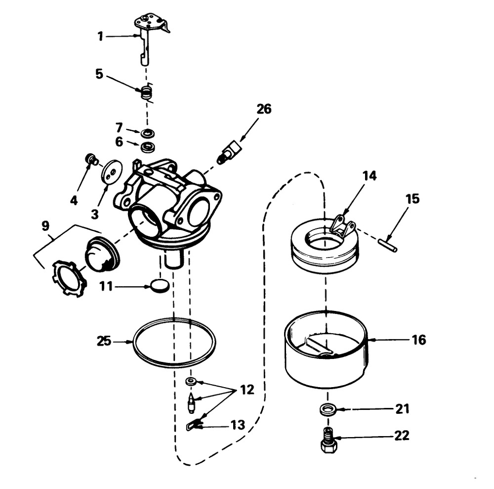 Carburetor No. 632098 Diagram and Parts List for 16575 0000001 - 0999999 Toro Lawn Mower