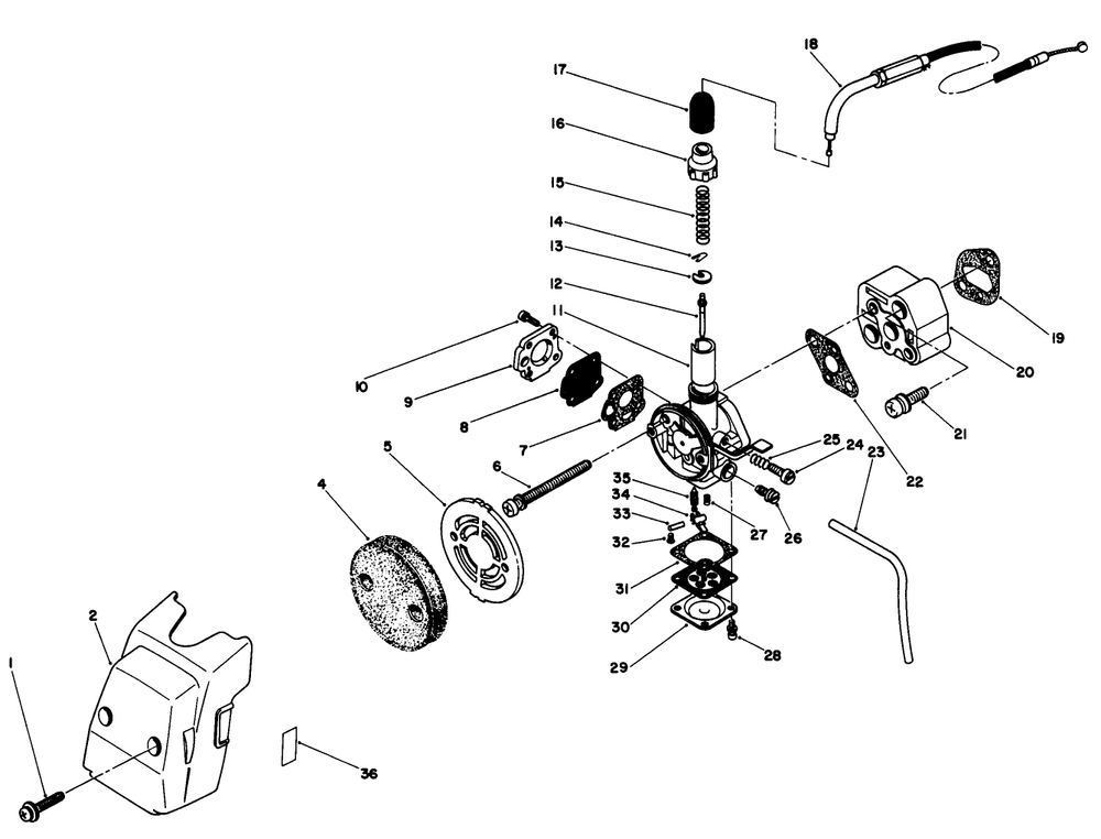 Carburetor & Air Cleaner Assembly Diagram and Parts List for 51660 9000001 - 9999999 Toro Trimmer