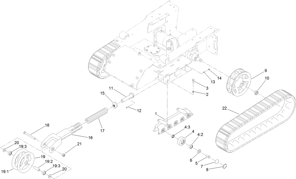 Track And Traction Assembly Diagram and Parts List for 22323G 401800000 - 404719999 Toro Lawn Tractor Accessories