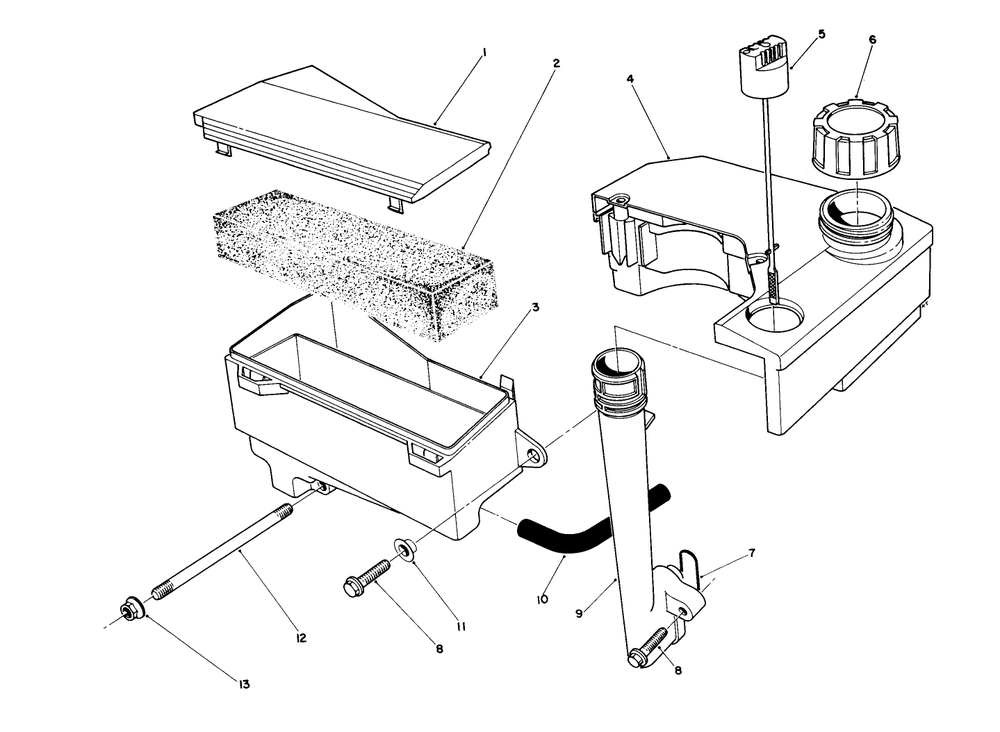 Air Cleaner & Fuel Tank Assembly (Engine No. Vml0-7) Diagram and Parts List for 26620BF 1000001 - 1999999 Toro Lawn Mower
