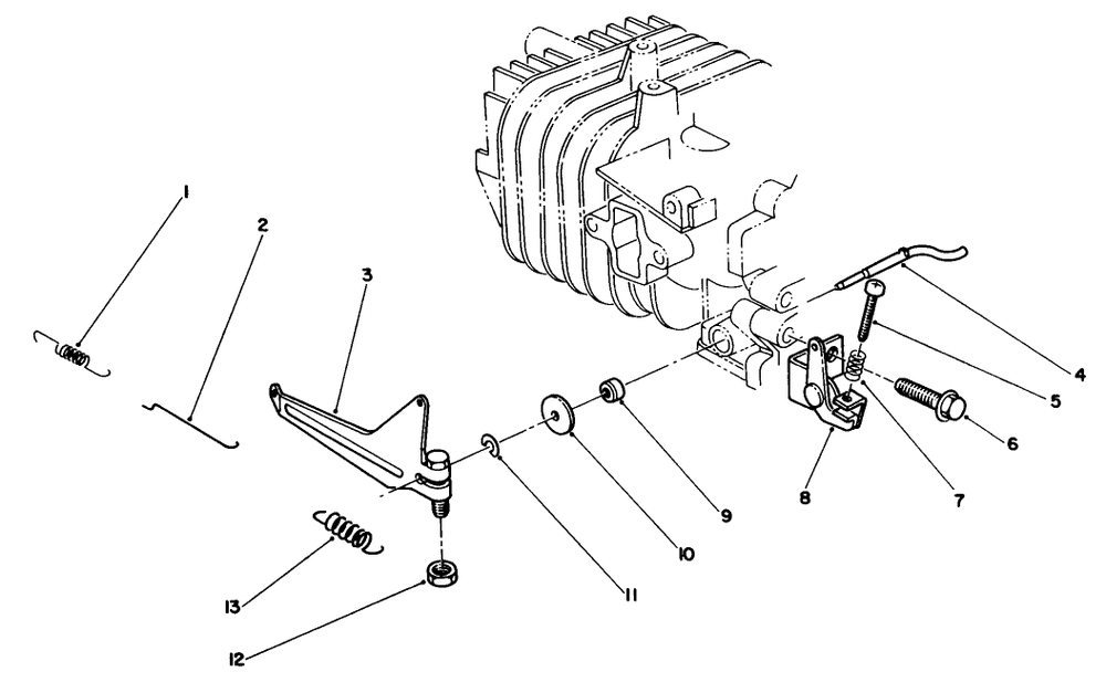 Governor Assembly Diagram and Parts List for 38180 8000001 - 8999999 Toro Snow Blower