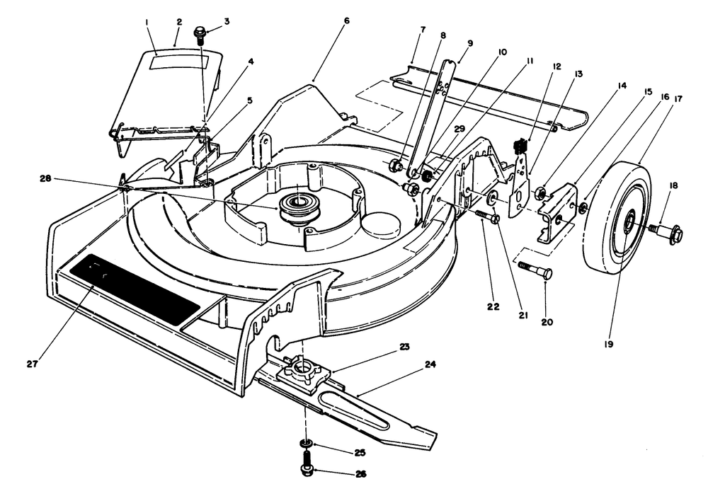 Housing Assembly Diagram and Parts List for 16212 0000001 - 0999999 Toro Lawn Mower
