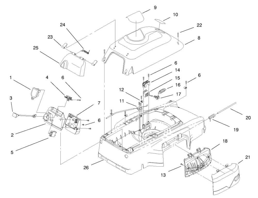 Cover, Mulch Plug And Panel Assembly Diagram and Parts List for 21043 8900001 - 8999999 Toro Lawn Mower