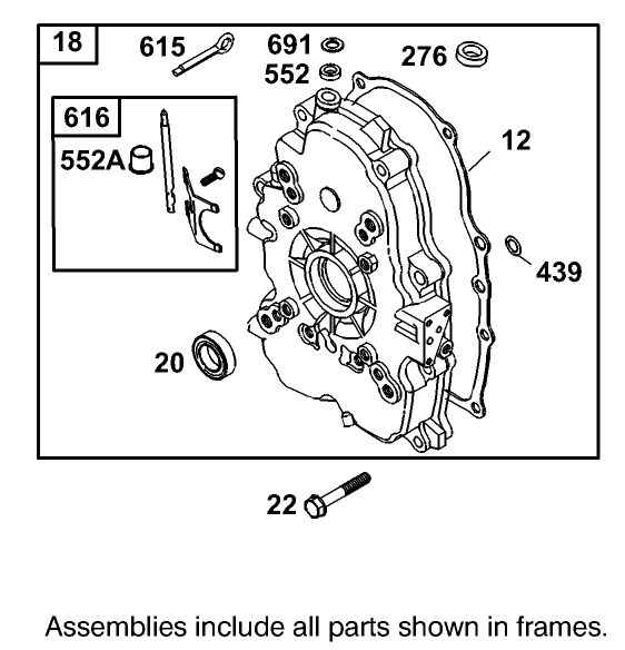 Crankcase Assembly  Briggs And Stratton 303447-1319-E1 Diagram and Parts List for 12004 230000001 - 230999999 Toro Lawn Tractor