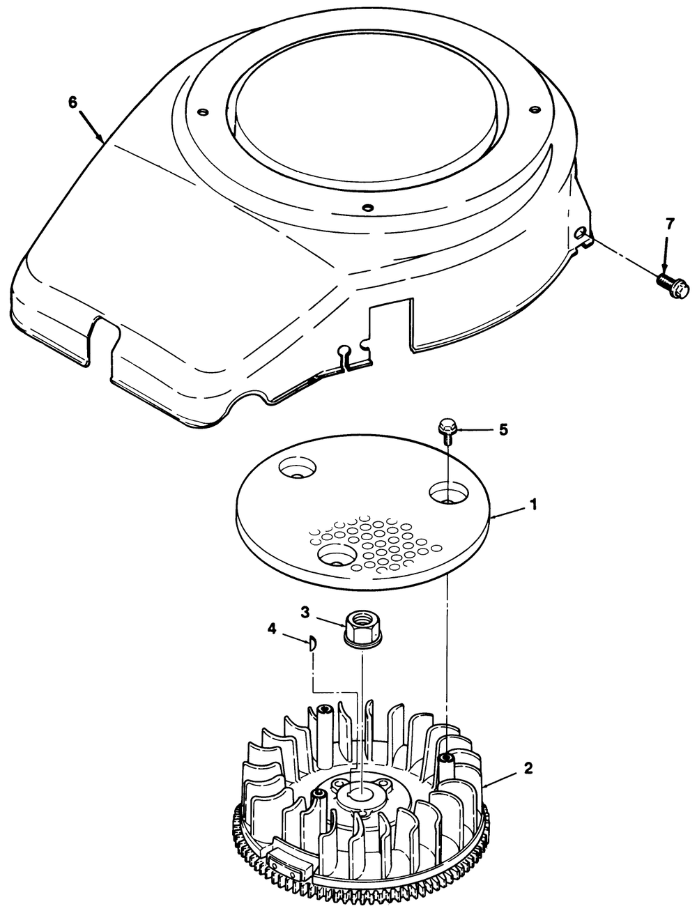 12hp Engine Flywheel & Cover Assembly Diagram and Parts List for R2-12O501 1000001 - 1999999 Toro Lawn Tractor