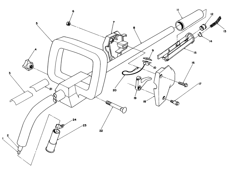 Handle Assembly Diagram and Parts List for 51641 6000001 - 6999999 Toro Trimmer