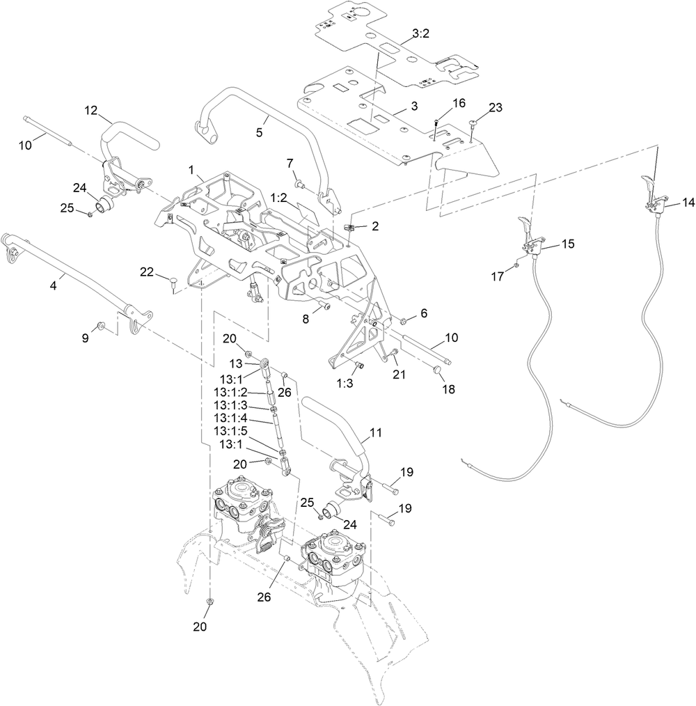 Motion Control Assembly Diagram and Parts List for 74532 400000000 - 417099999 Toro Lawn Tractor