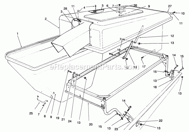 Hopper Assembly Diagram and Parts List for 30751 230000001-230999999 Toro Lawn Tractor Accessories