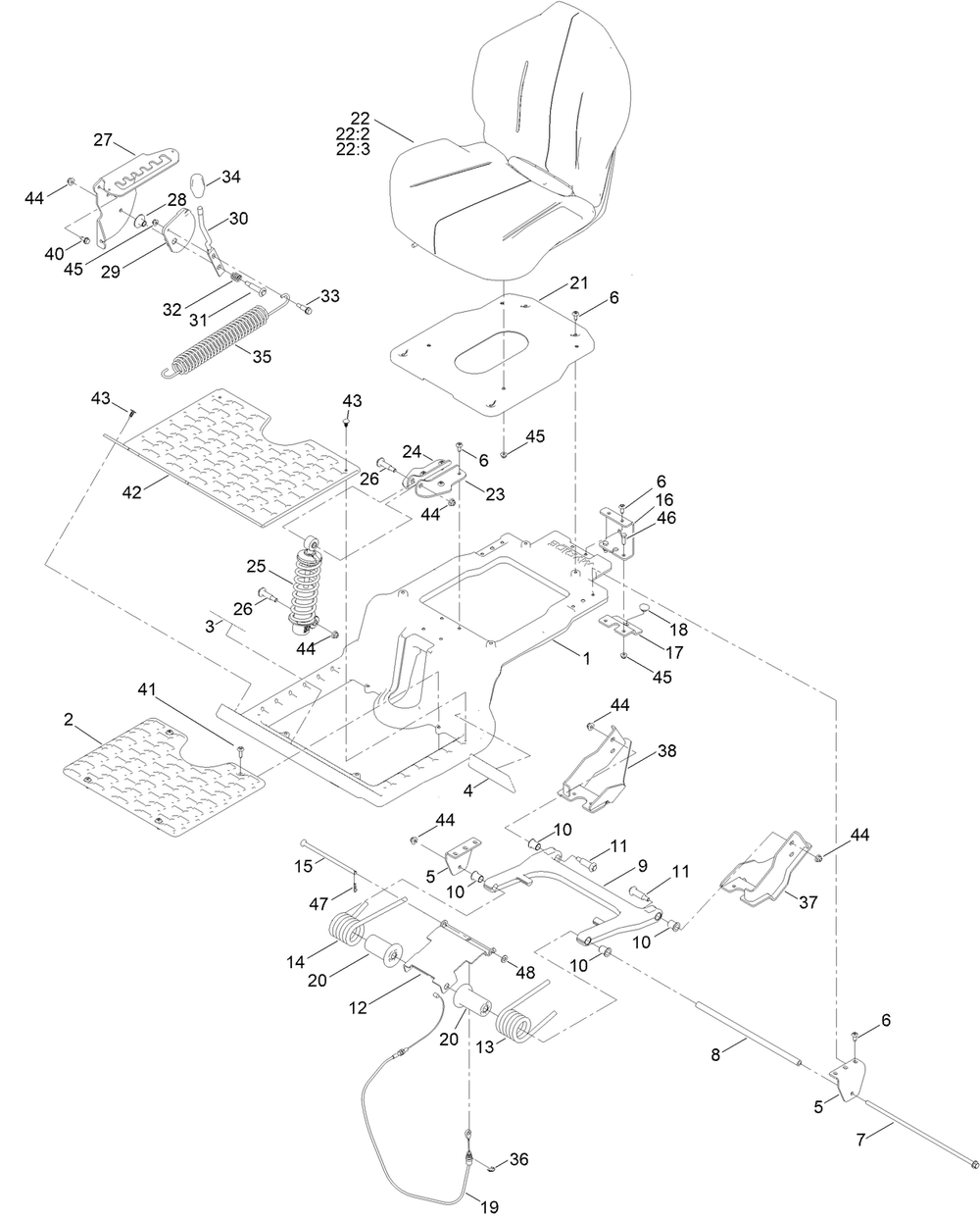 Seat Pan Assembly Diagram and Parts List for 76530 417116866 - 417309999 Toro Lawn Tractor