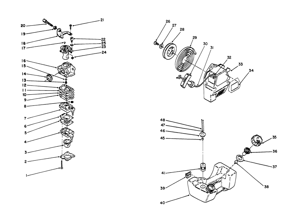 Engine Assembly (Continued) Diagram and Parts List for 51637 2000001 - 2999999 Toro Trimmer