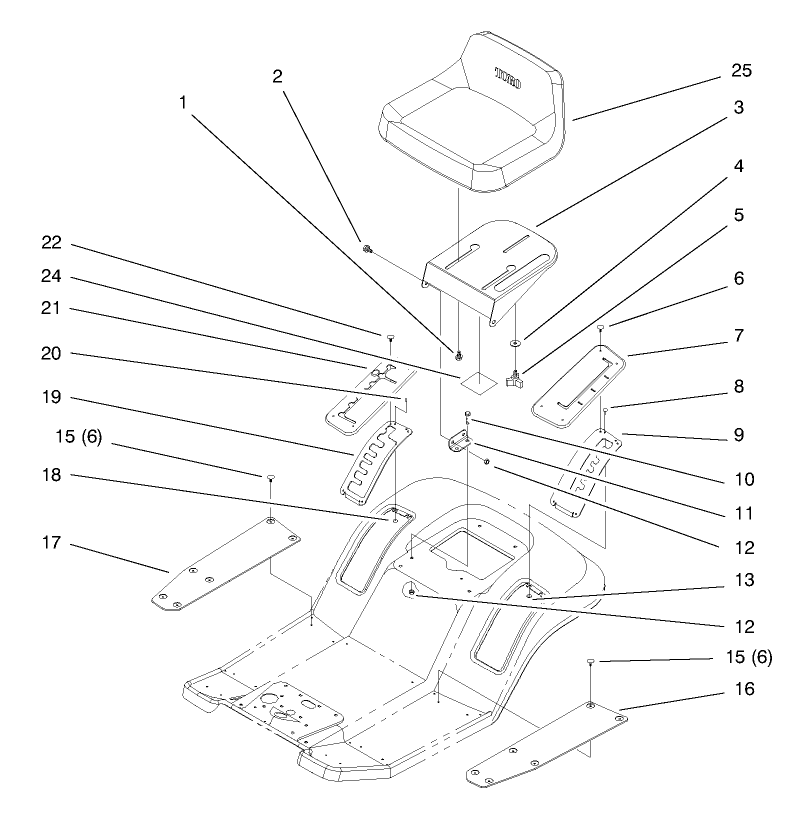 Seat Assembly Diagram and Parts List for 71201 8900001 - 8999999 Toro Lawn Tractor