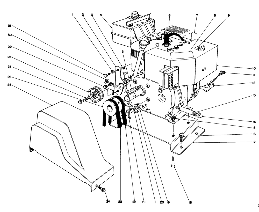 Engine Assembly Diagram and Parts List for 38065 0000001 - 0999999 Toro Snow Blower