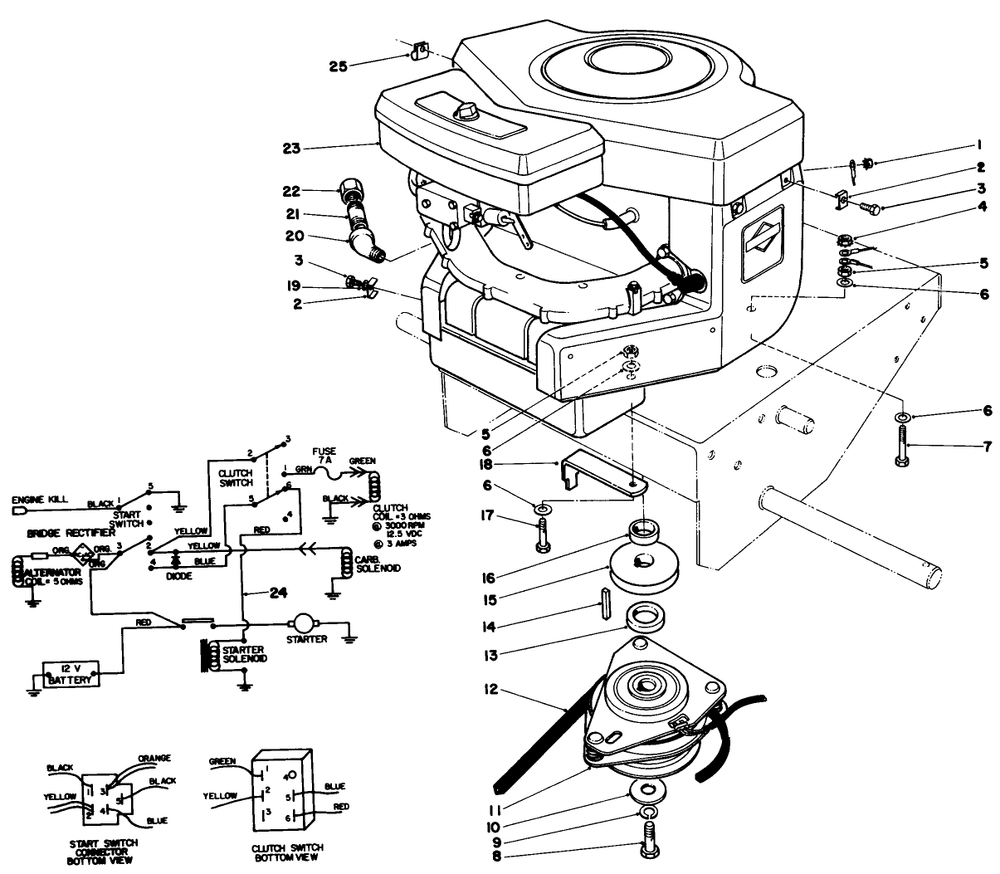 Engine Assembly Diagram and Parts List for 30116 6000001 - 6999999 Toro Lawn Tractor Accessories