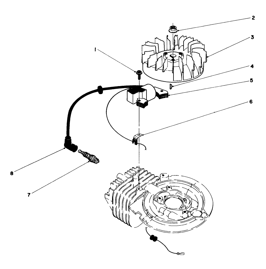 Flywheel & Magneto Assembly Diagram and Parts List for 20684 5000001 - 5999999 Toro Lawn Mower