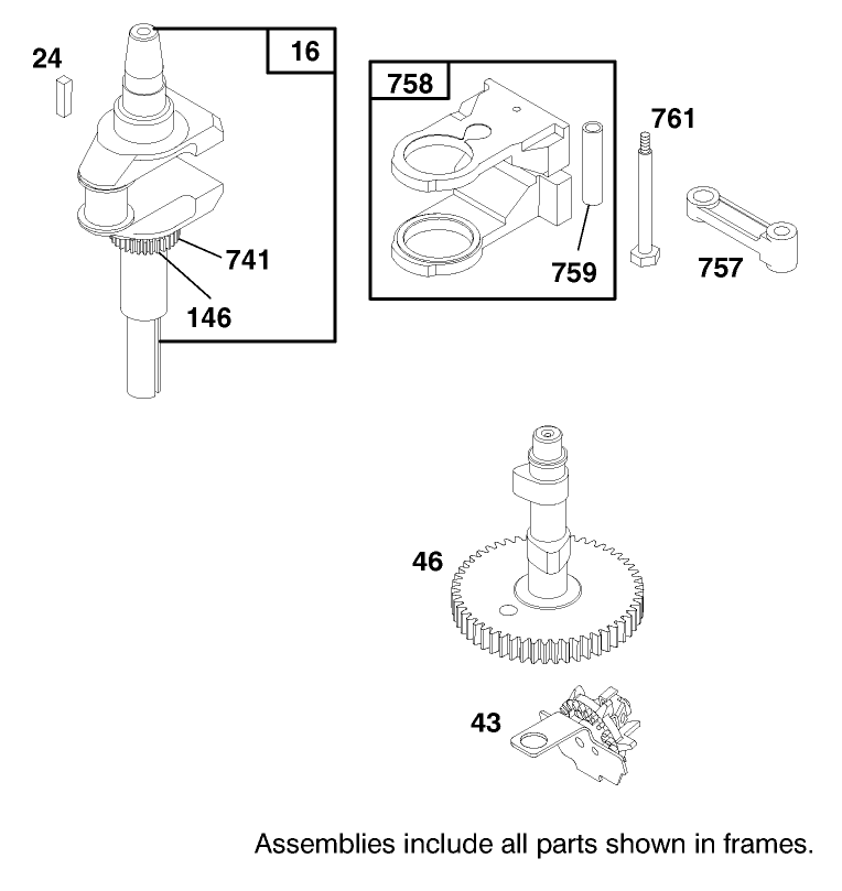 Engine Briggs & Stratton Model 28m707-1122-E1 Diagram and Parts List for 71208 8900001 - 8999999 Toro Lawn Tractor