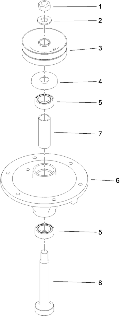 Spindle Assembly 2 Diagram and Parts List for 74536TE (313000001-313999999)(2013) Toro Lawn Mower