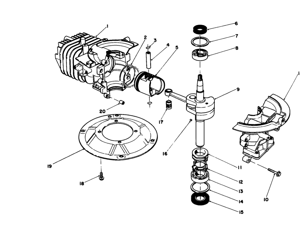 Crank Shaft Assembly (Model No. 47pm1-1) Diagram and Parts List for 20326 2000001 - 2999999 Toro Lawn Mower
