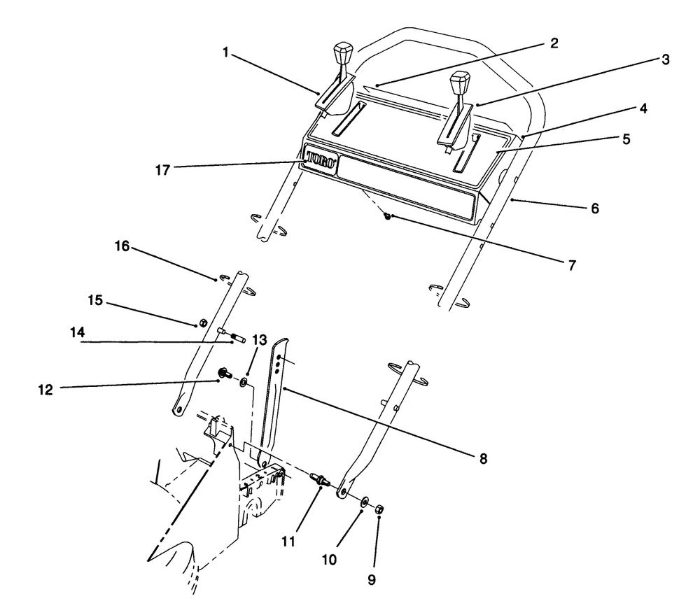 Handle Assembly Diagram and Parts List for 26621B 2000001 - 2999999 Toro Lawn Mower